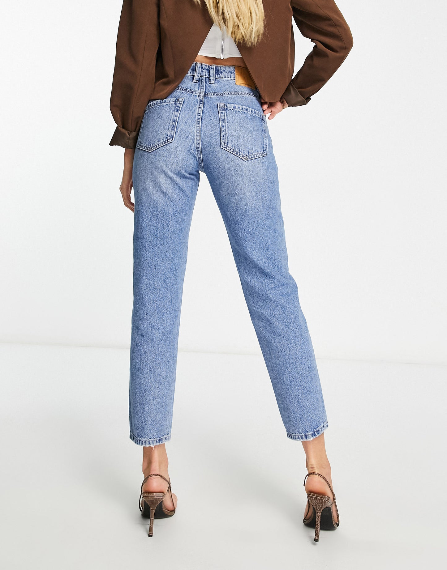 Stradivarius Tall rigid mom jean in medium wash