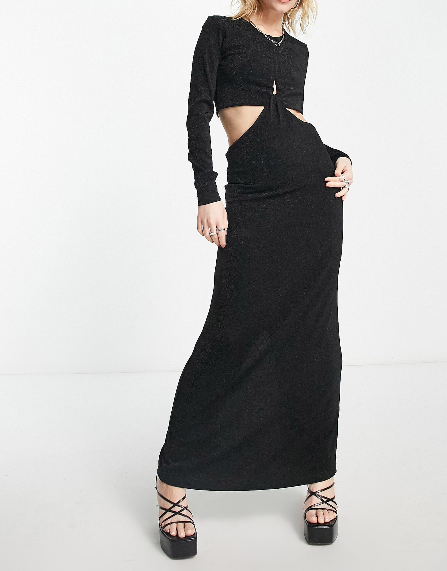 Only maxi cut out dress in black
