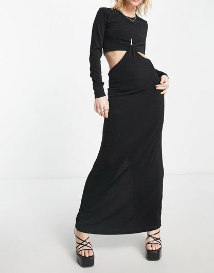 Only maxi cut out dress in black