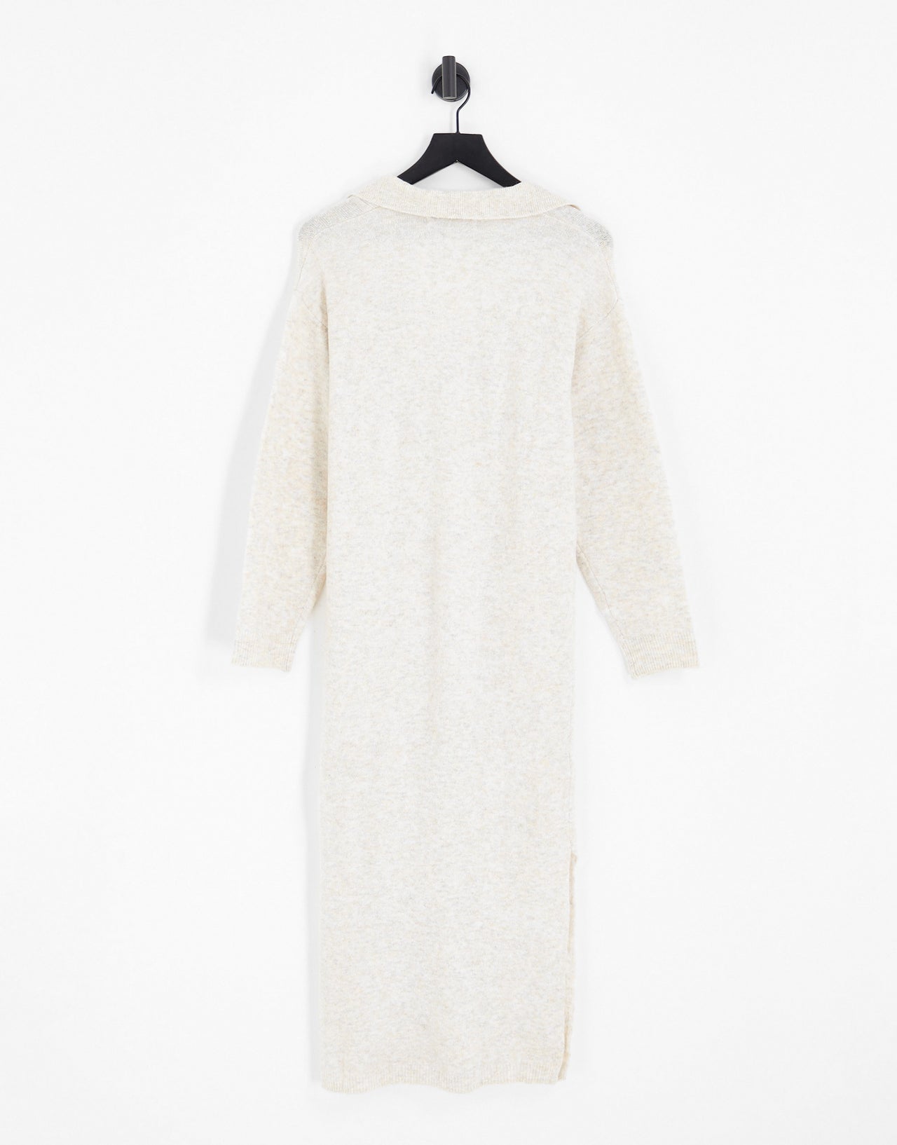 Bershka collared knitted midi dress in sand