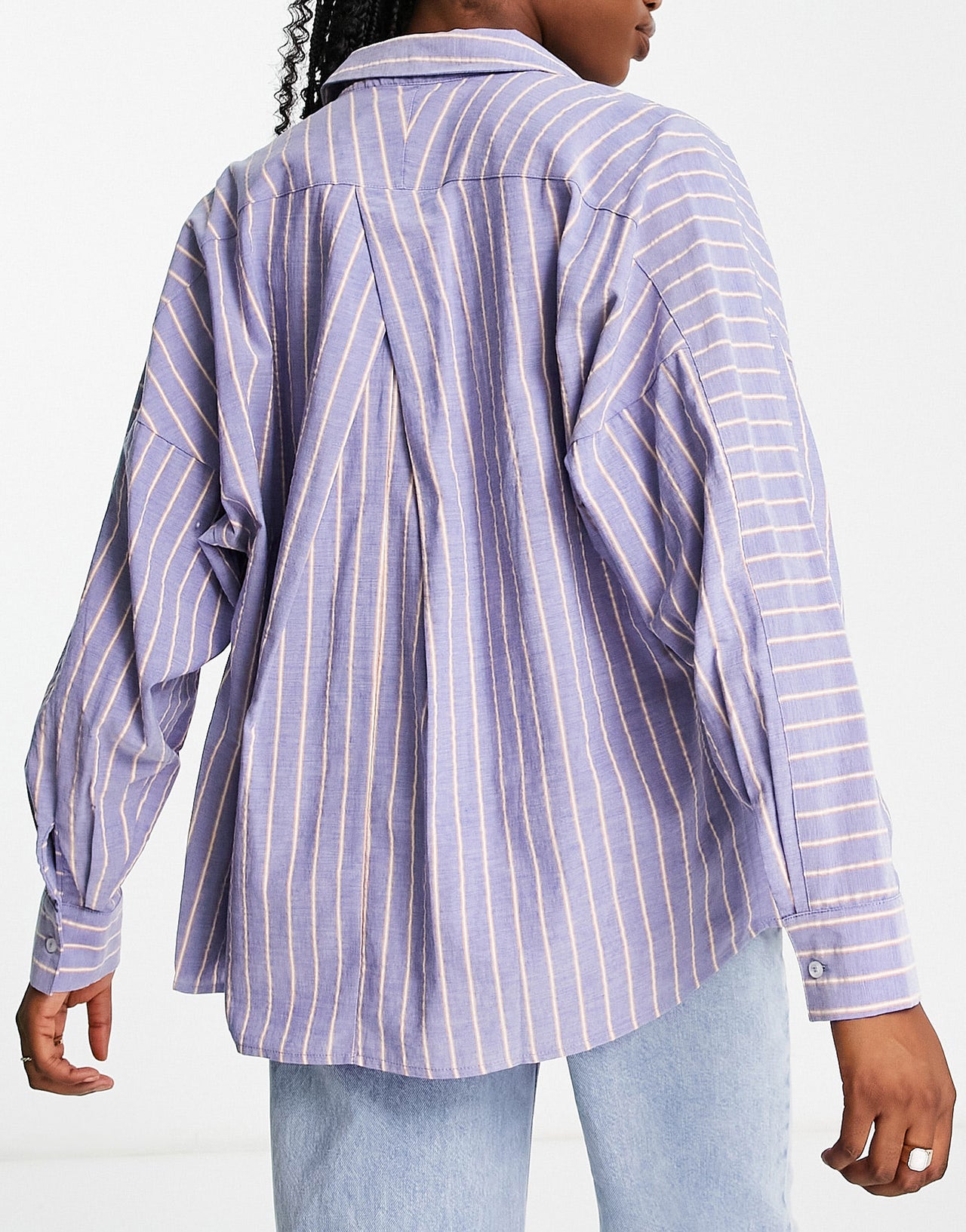 Pull&Bear oversized striped shirt in blue