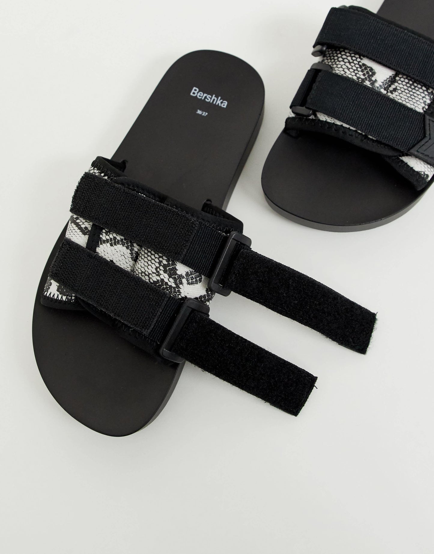 Bershka snake print flat sandals with strap detailing in multi