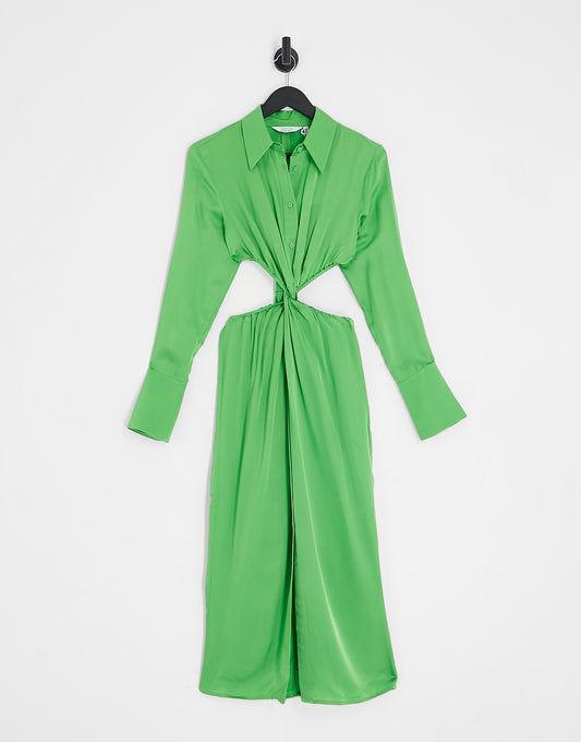 & Other Stories cut out midi dress in green