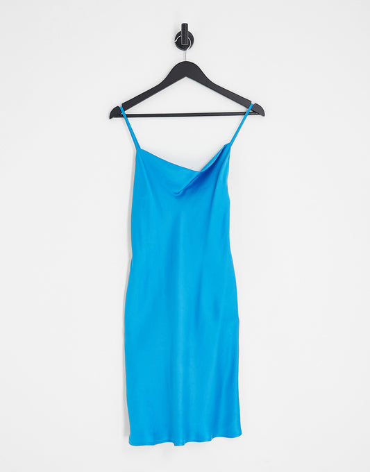 & Other Stories satin slip mini dress in blue