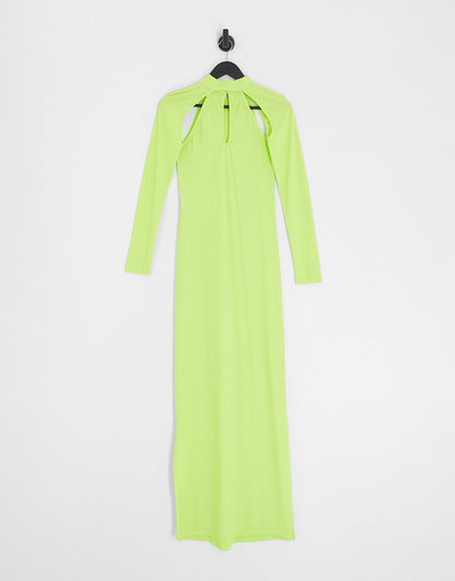 Vero Moda X Joann Van Den Herik detachable sleeve racer neck maxi dress in lime popsicle