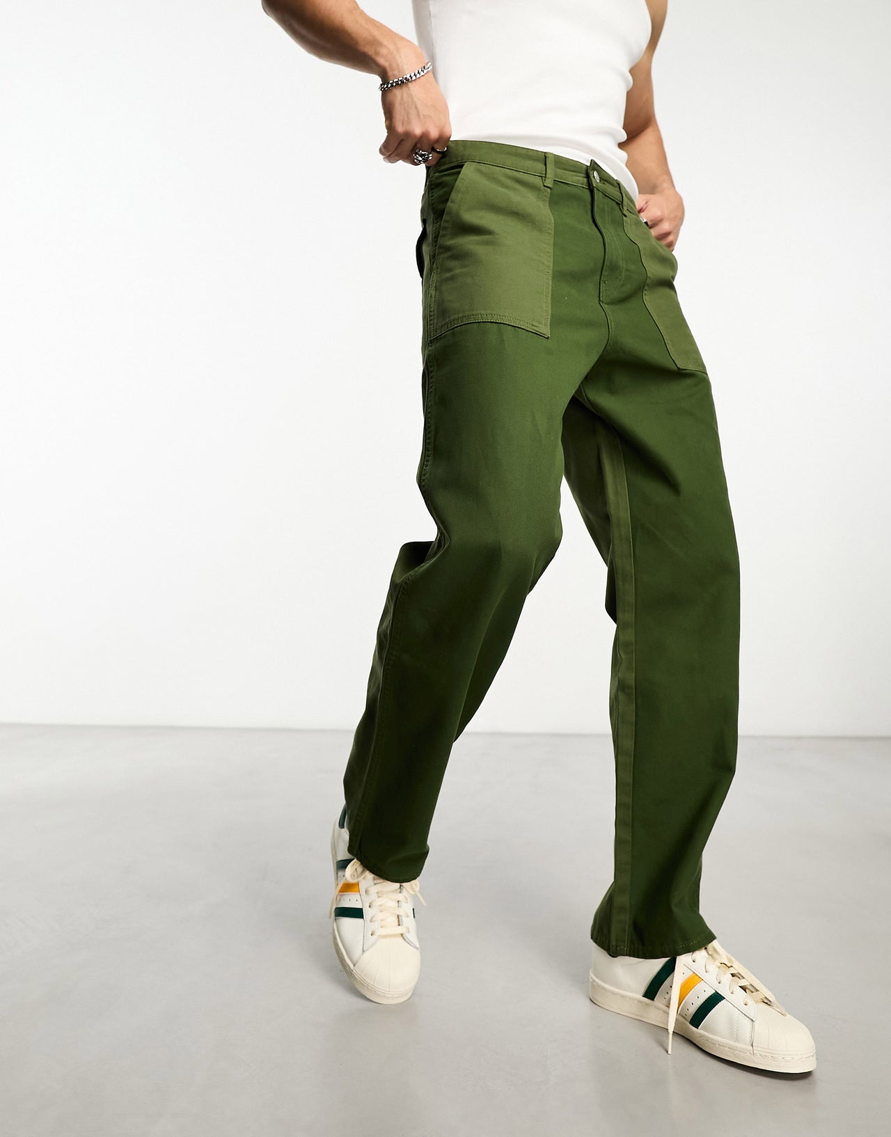 Weekday Joel workwear trousers in khaki