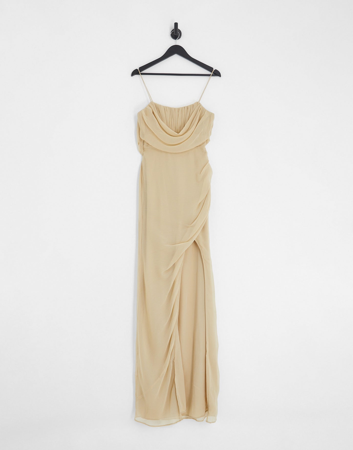 ASOS DESIGN Tall corset maxi dress with soft cowl front in stone