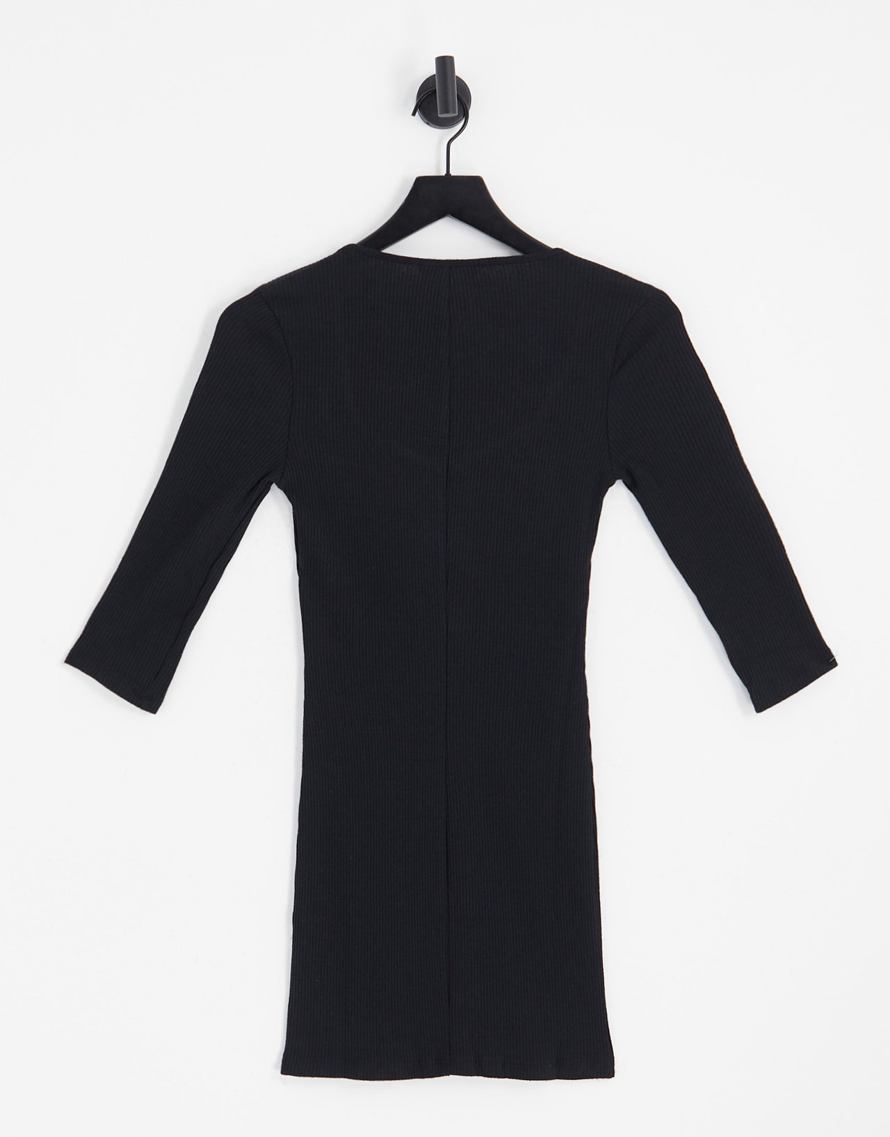 Stradivarius v neck knitted mini dress in black