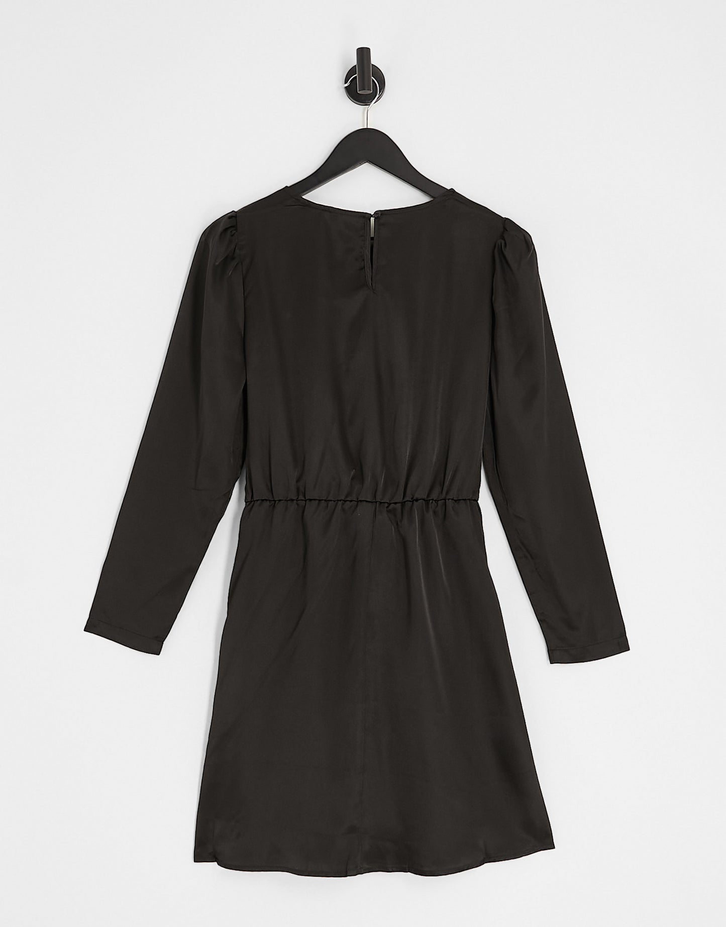 Vila tie detail satin mini dress in black