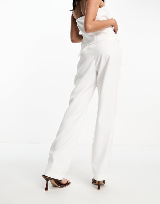 4th & Reckless tailored pocket detail split side trouser co-ord in white