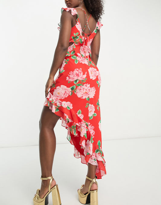 Forever New split maxi dress in red floral