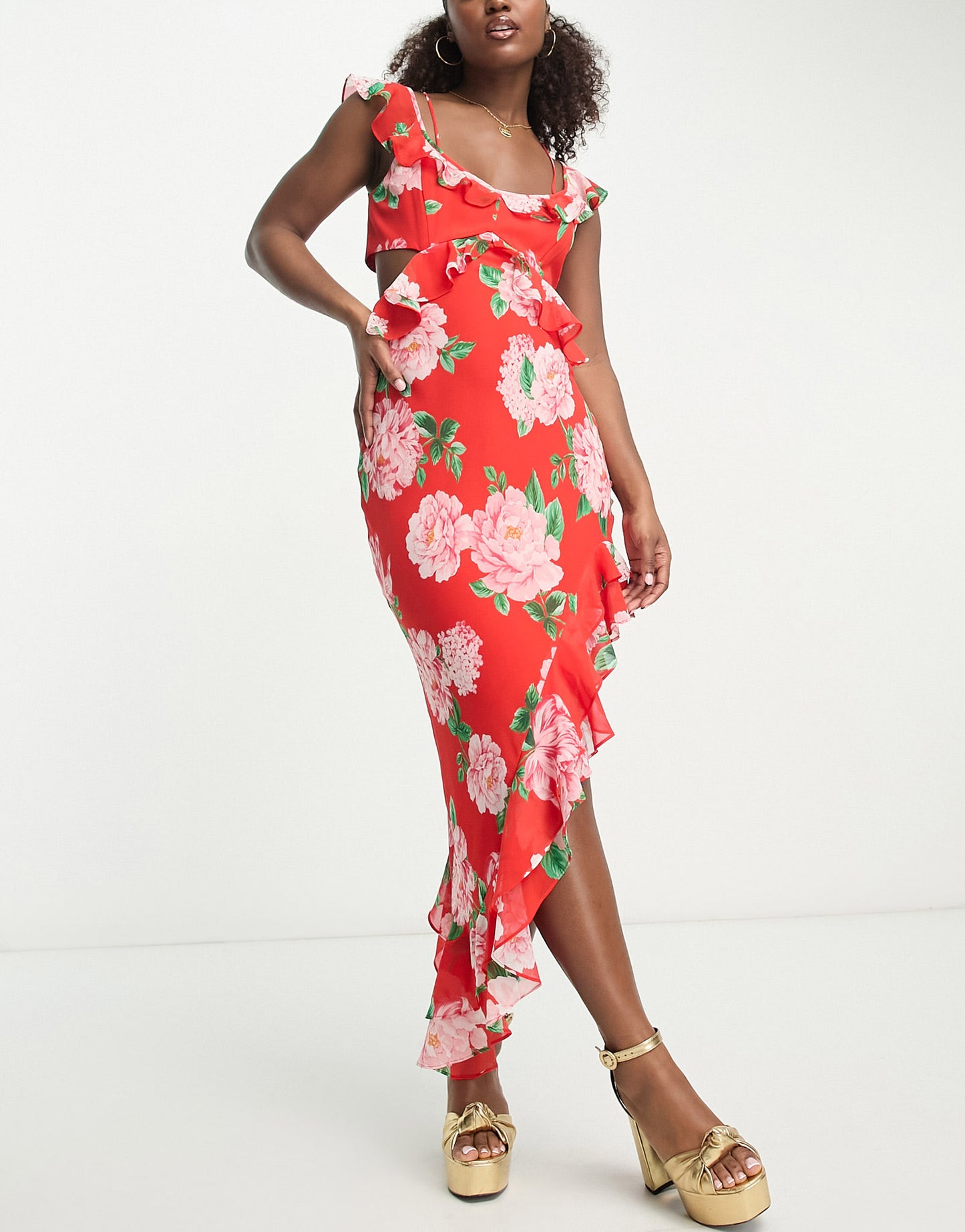 Forever New split maxi dress in red floral