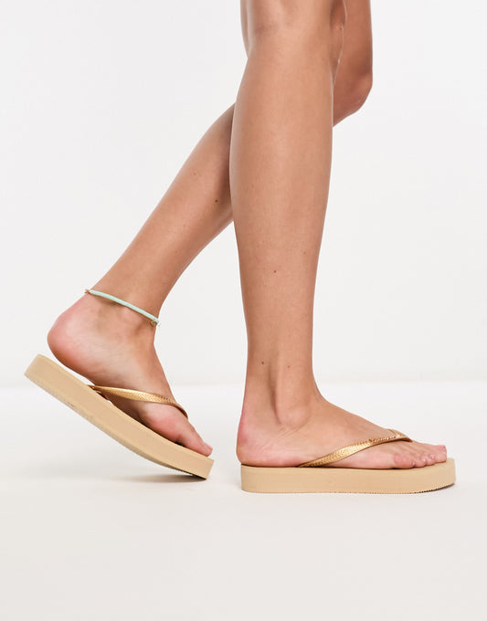 Havaianas Flatform flip flops in gold