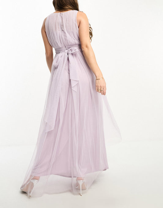 Beauut Maternity Bridal maxi dress in tulle with bow back in lilac