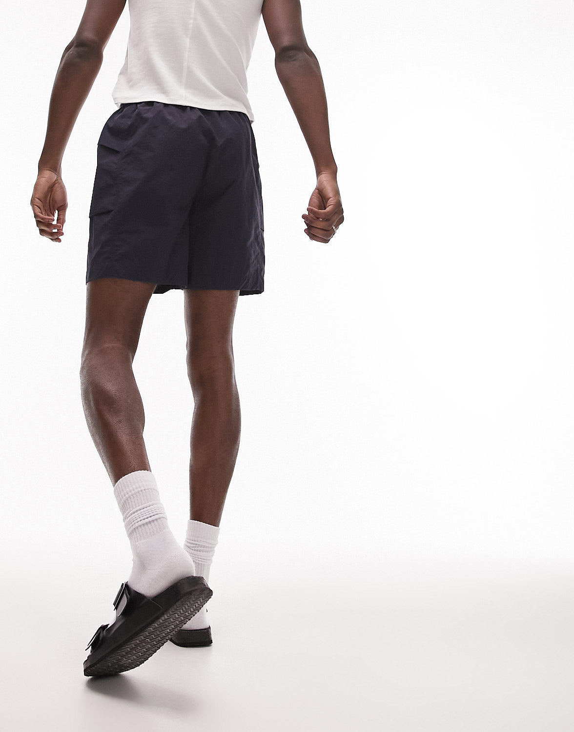 Topman belted cargo short in blue