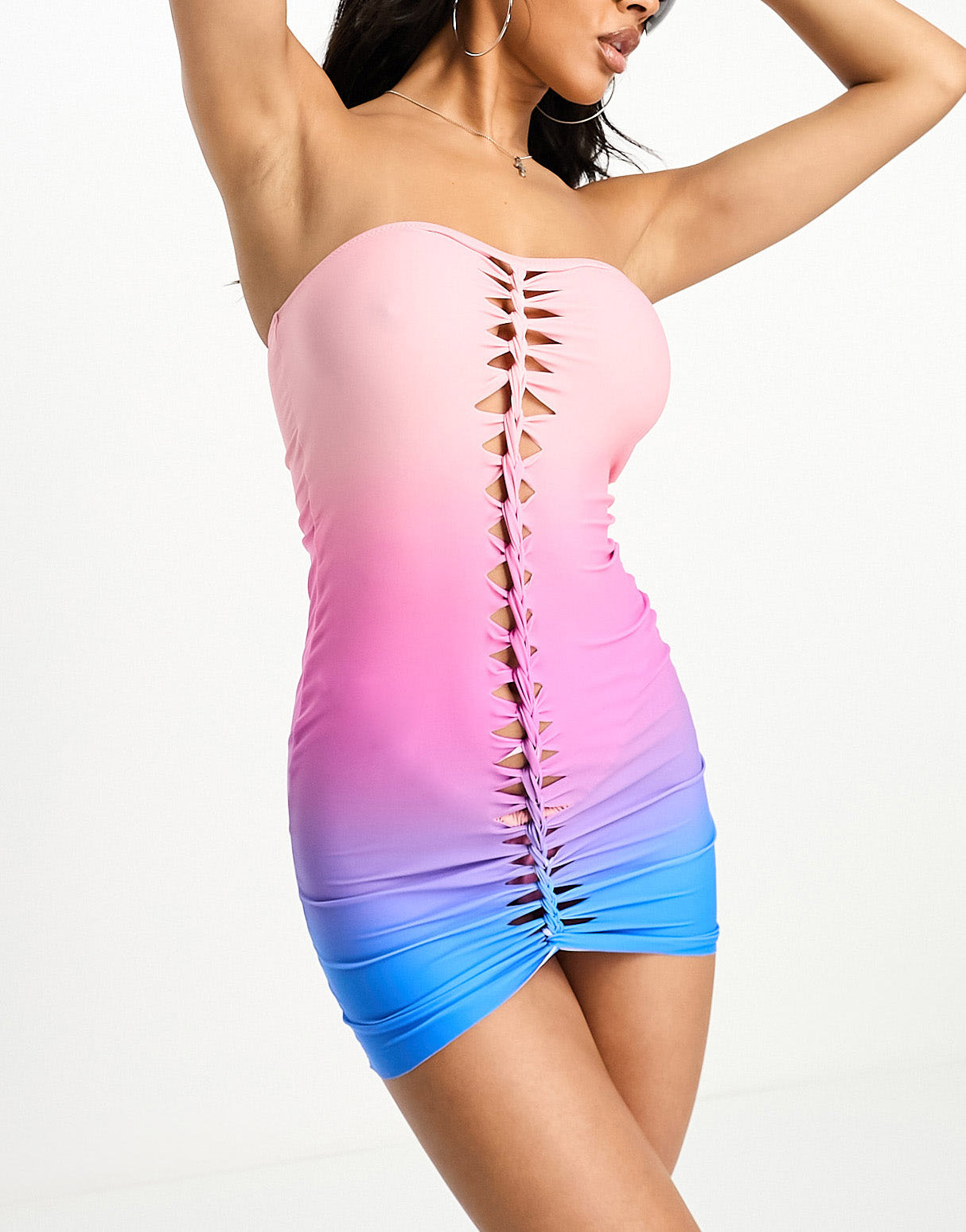 Candypants ombre cutout bandeau mini festival beach summer dress in purple