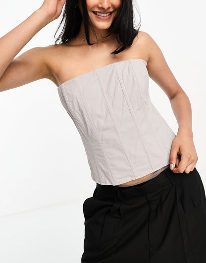 Extro & Vert structured bandeau corset top in stone