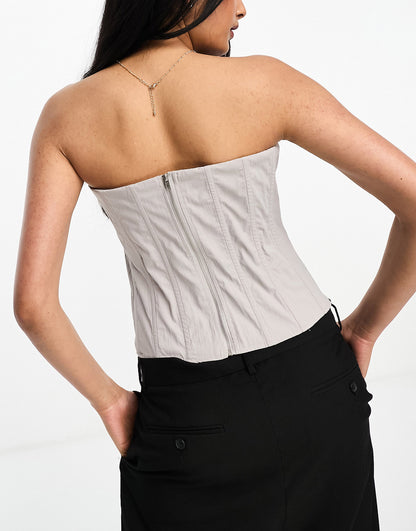 Extro & Vert structured bandeau corset top in stone