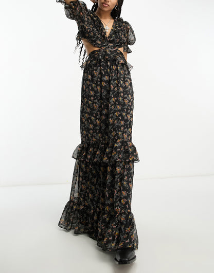 Reclaimed Vintage limited edition maxi ruffle dress in floral