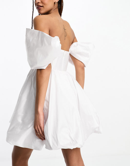 Forever New corset puff sleeve mini dress in white