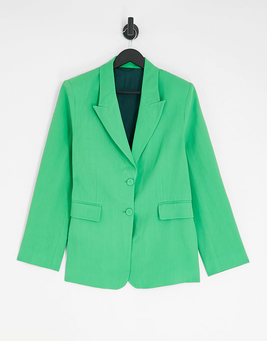 & Other Stories co-ord wool blend blazer in bright green