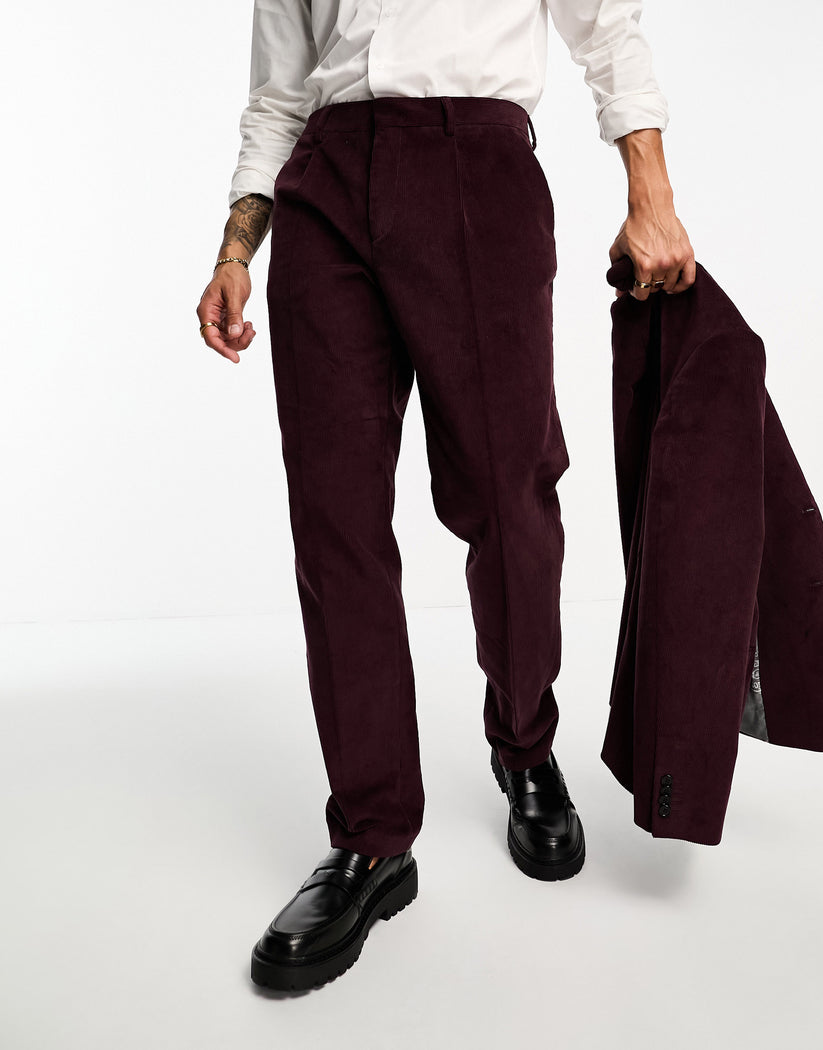 Shelby and Sons pollard suit trousers in burgundy ASOS Sample Sale