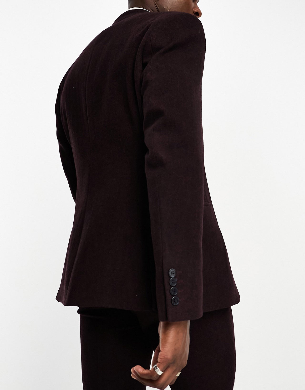 ASOS DESIGN slim wool mix suit jacket in herringbone in burgundy
