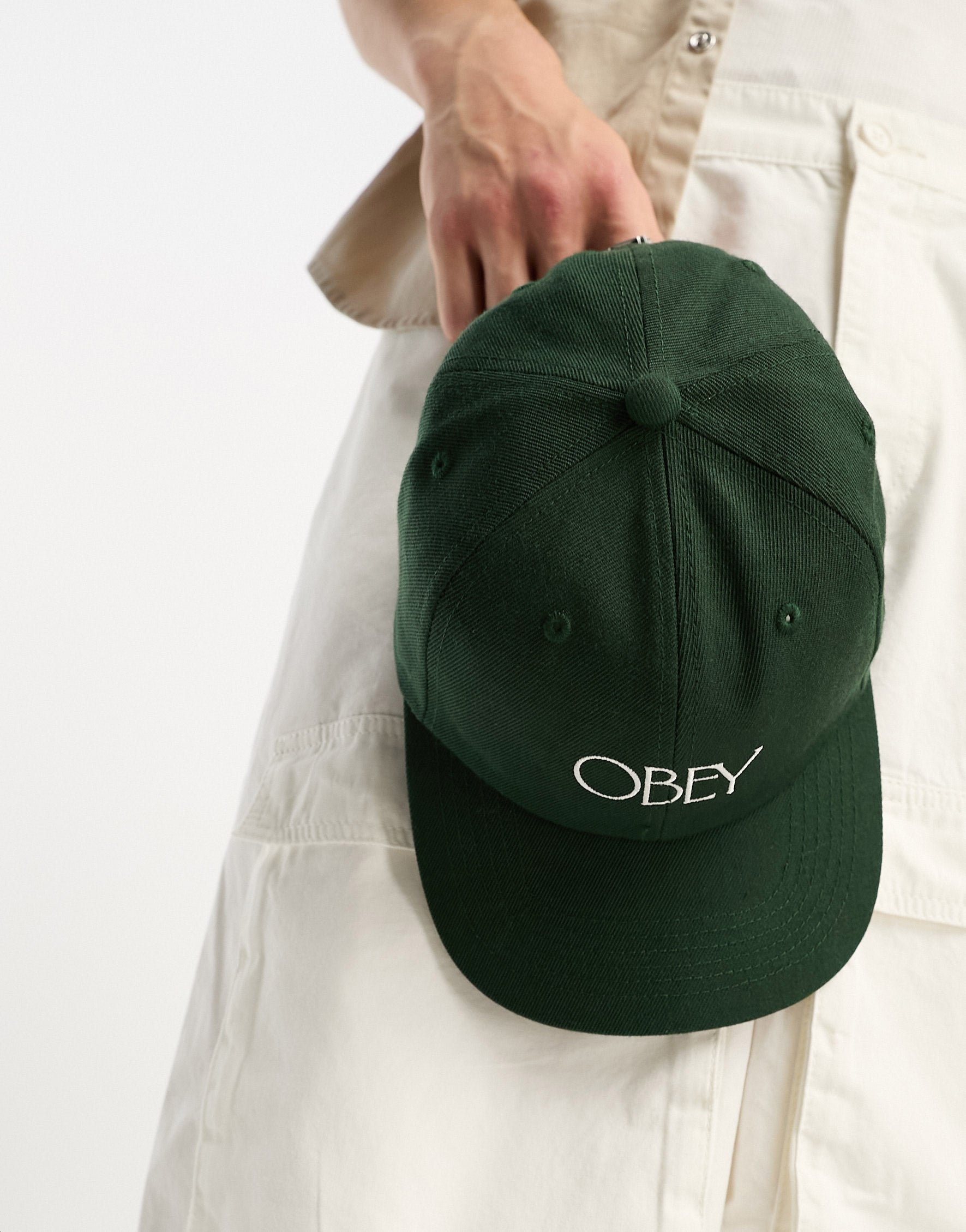Obey basque 6 panel cap in green ASOS Sample Sale