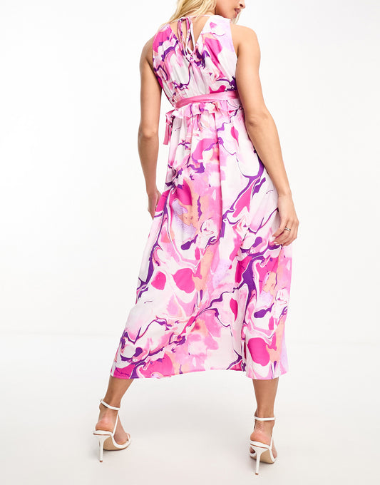 Mamalicious Maternity sleeveless midi dress in pink florals