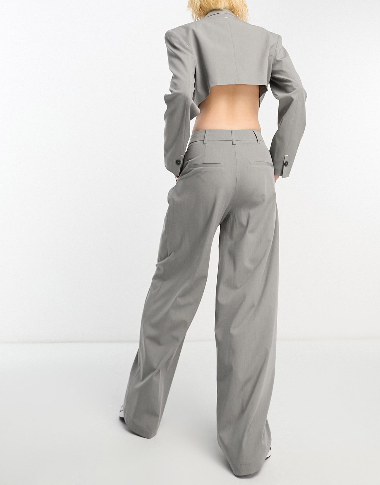 Bershka peg tailored trousers co-ord in cool grey