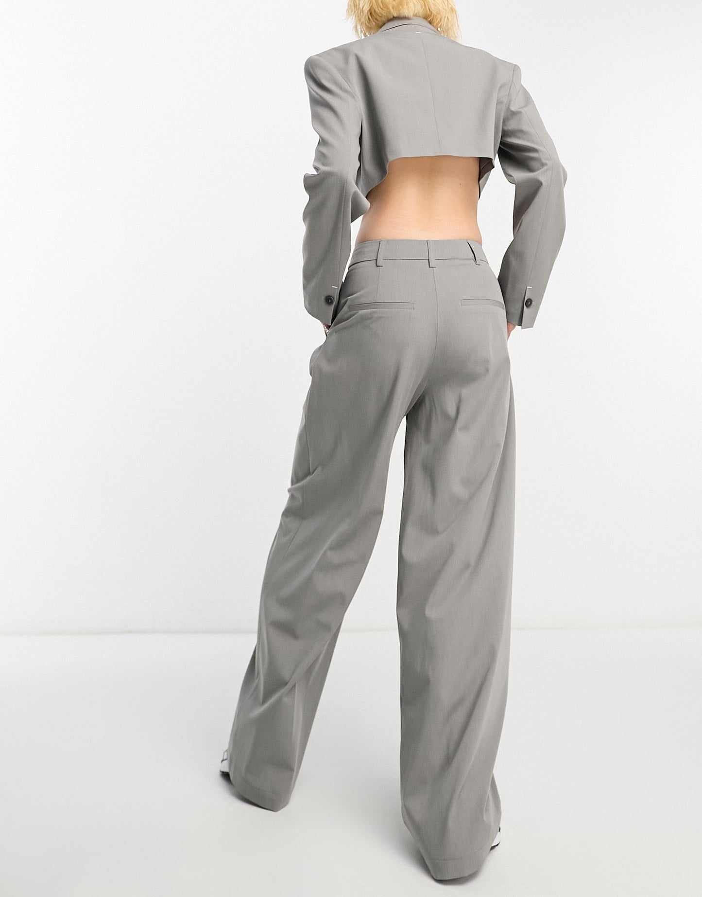 Bershka peg tailored trousers co-ord in cool grey
