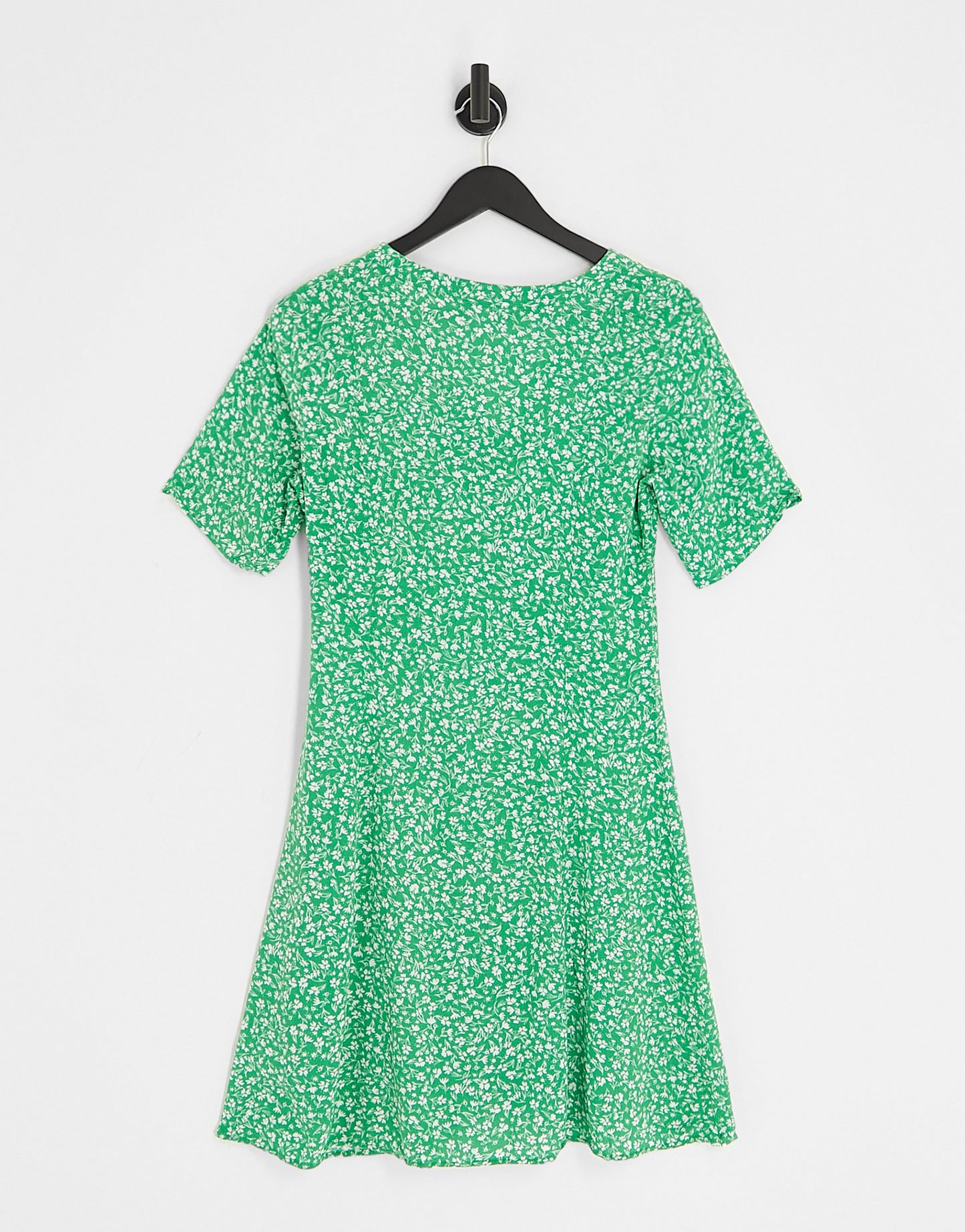 Monki button through mini dress in green meadow floral