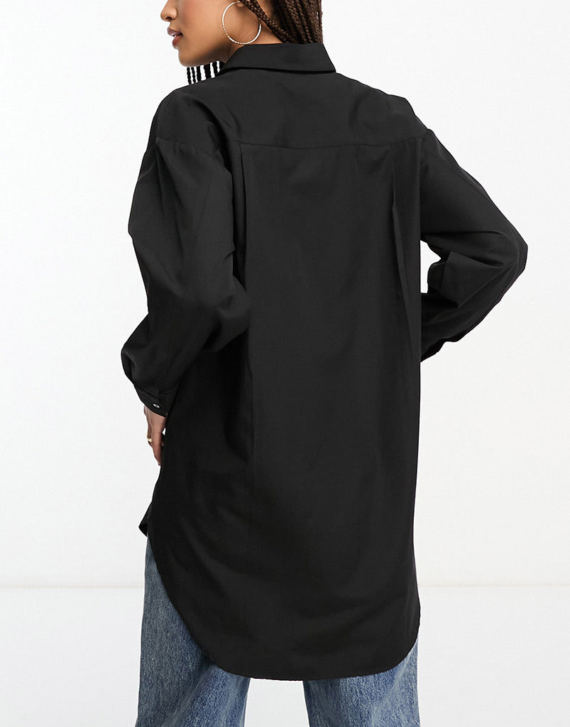 Stradivarius oversized cotton shirt in black