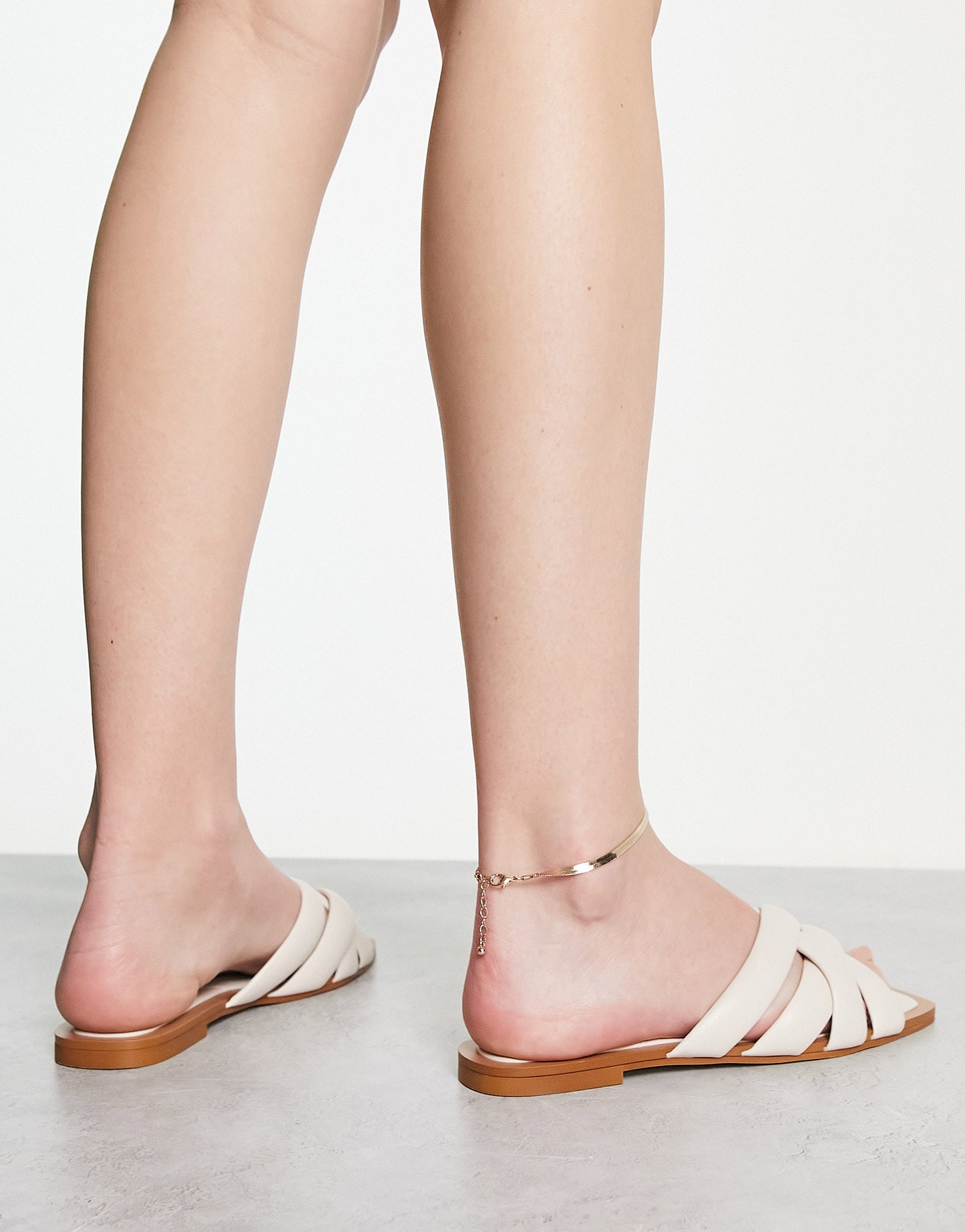 Stradivarius cross strap sandal in ecru