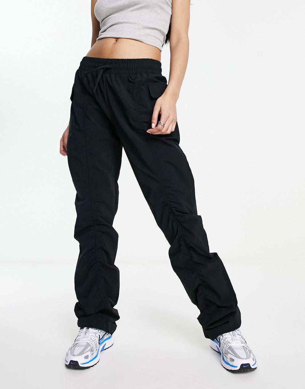 The Couture Club ruched straight leg trousers in black ASOS Sample Sale