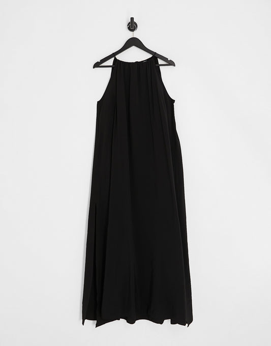 Weekday Aki drape maxi dress in black