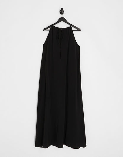 Weekday Aki drape maxi dress in black