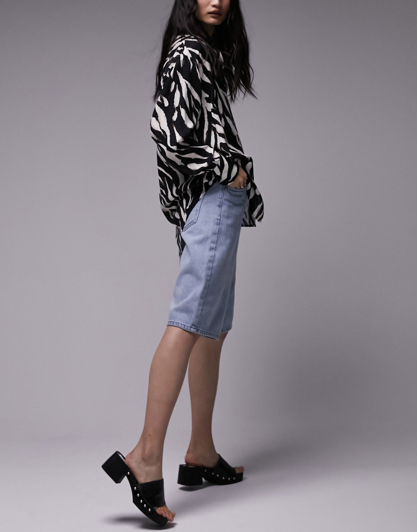 oversized zebra printed shirt in monochrome ASOS Sample Sale