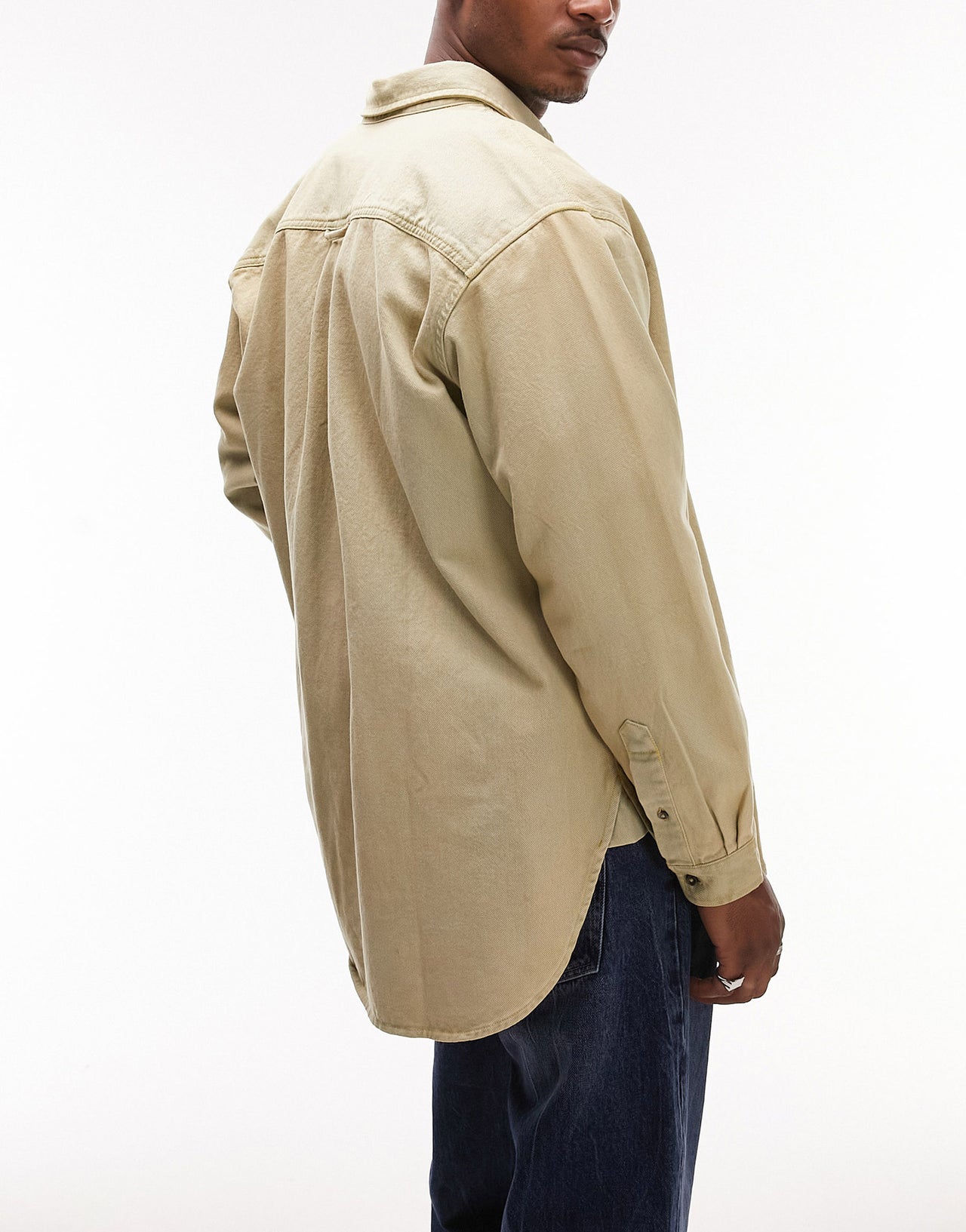 Topman long sleeve super oversized fit acid wash denim shirt in grey