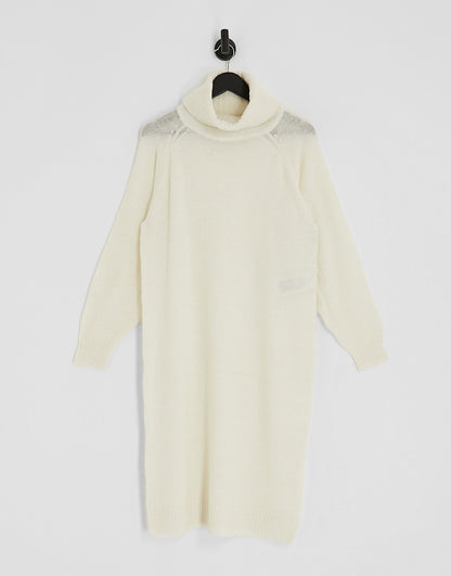 Vero Moda Petite roll neck knitted maxi dress in cream