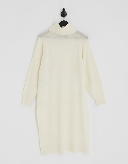Vero Moda Petite roll neck knitted maxi dress in cream