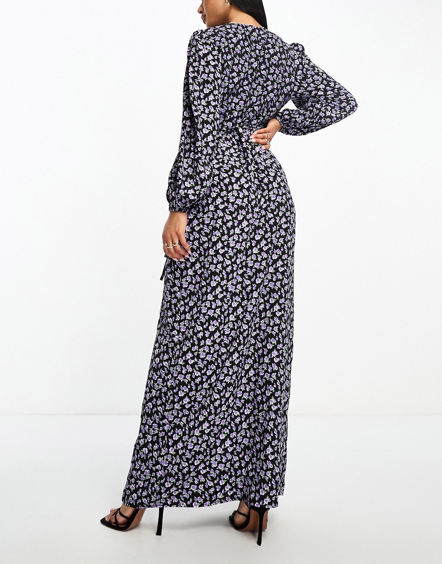 Glamorous wrap maxi dress in purple bud floral