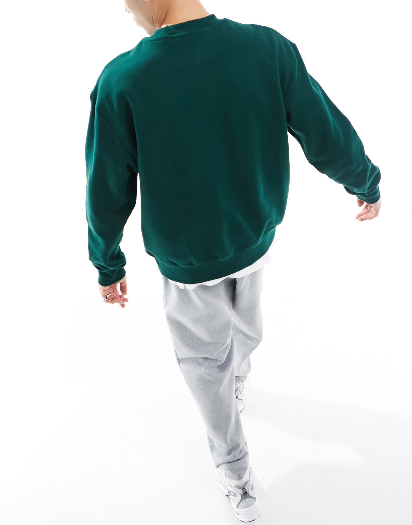 ASOS DESIGN premium heavyweight oversized sweatshirt 400gsm in dark green - DGREEN
