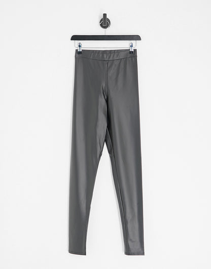 Topshop Tall faux leather legging in black