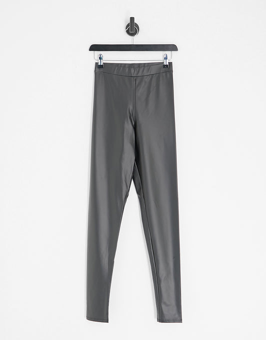 Topshop Tall faux leather legging in black