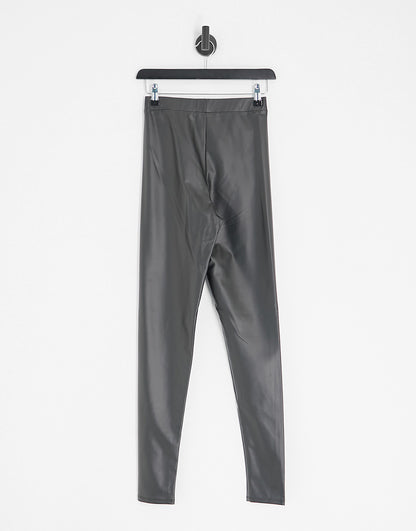 Topshop Tall faux leather legging in black