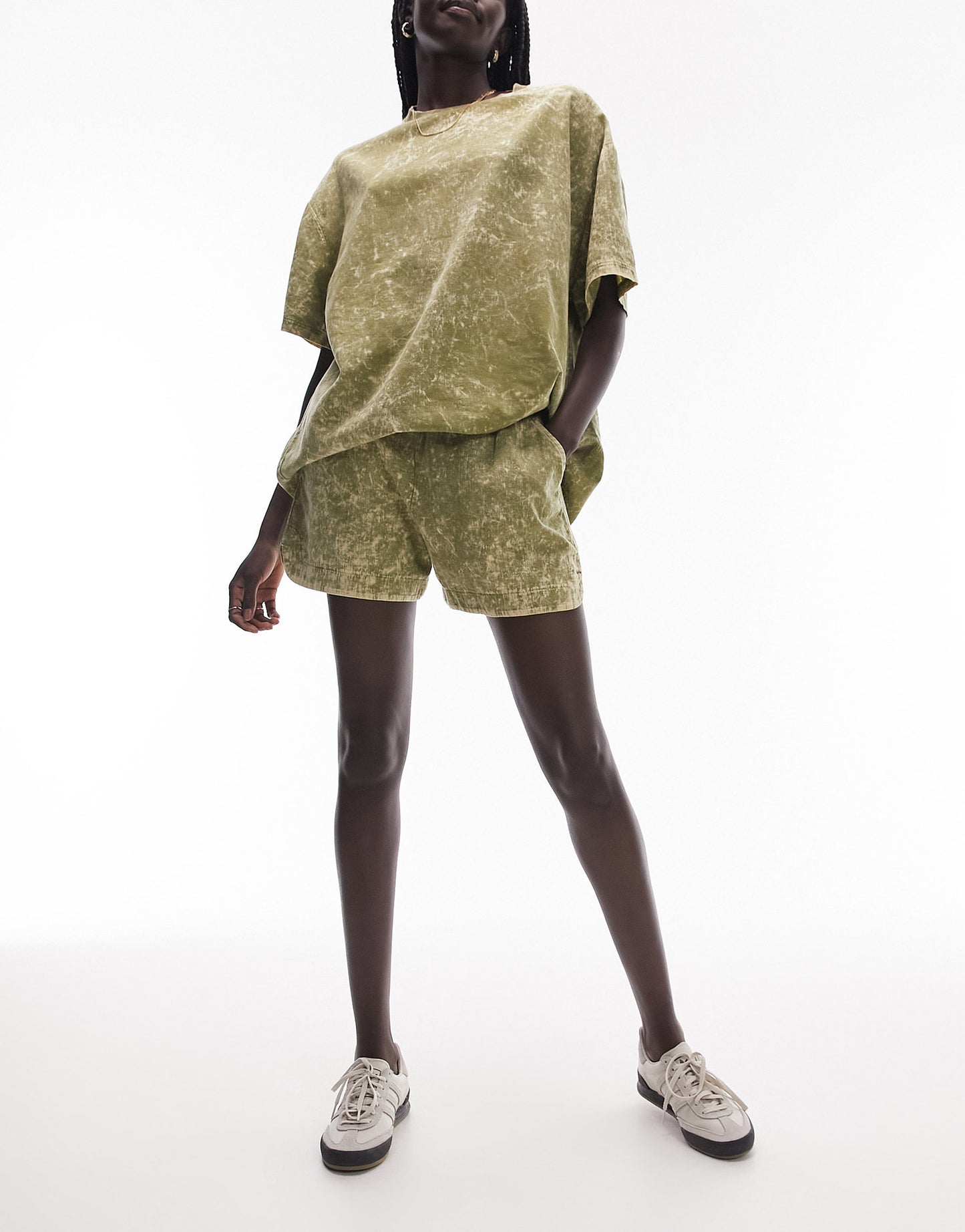 coord acid wash woven runner short in yellow ASOS Sample Sale