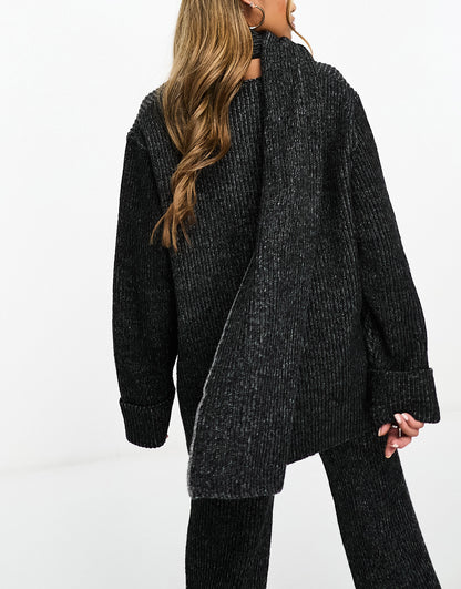 4th & Reckless knitted jumper with scarf co-ord in black