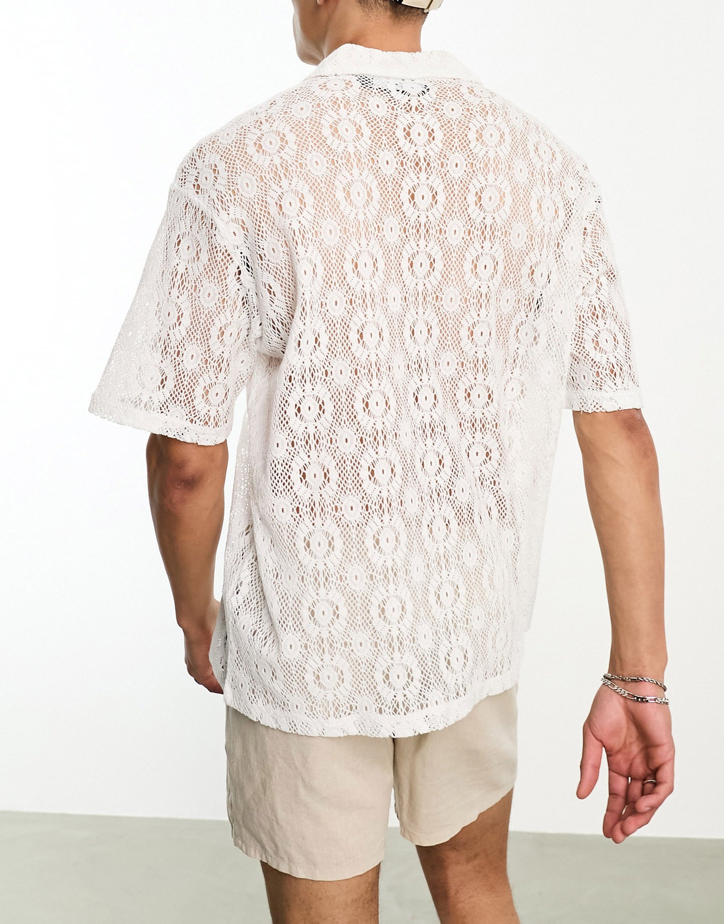 Bershka broidery knitted shirt in white