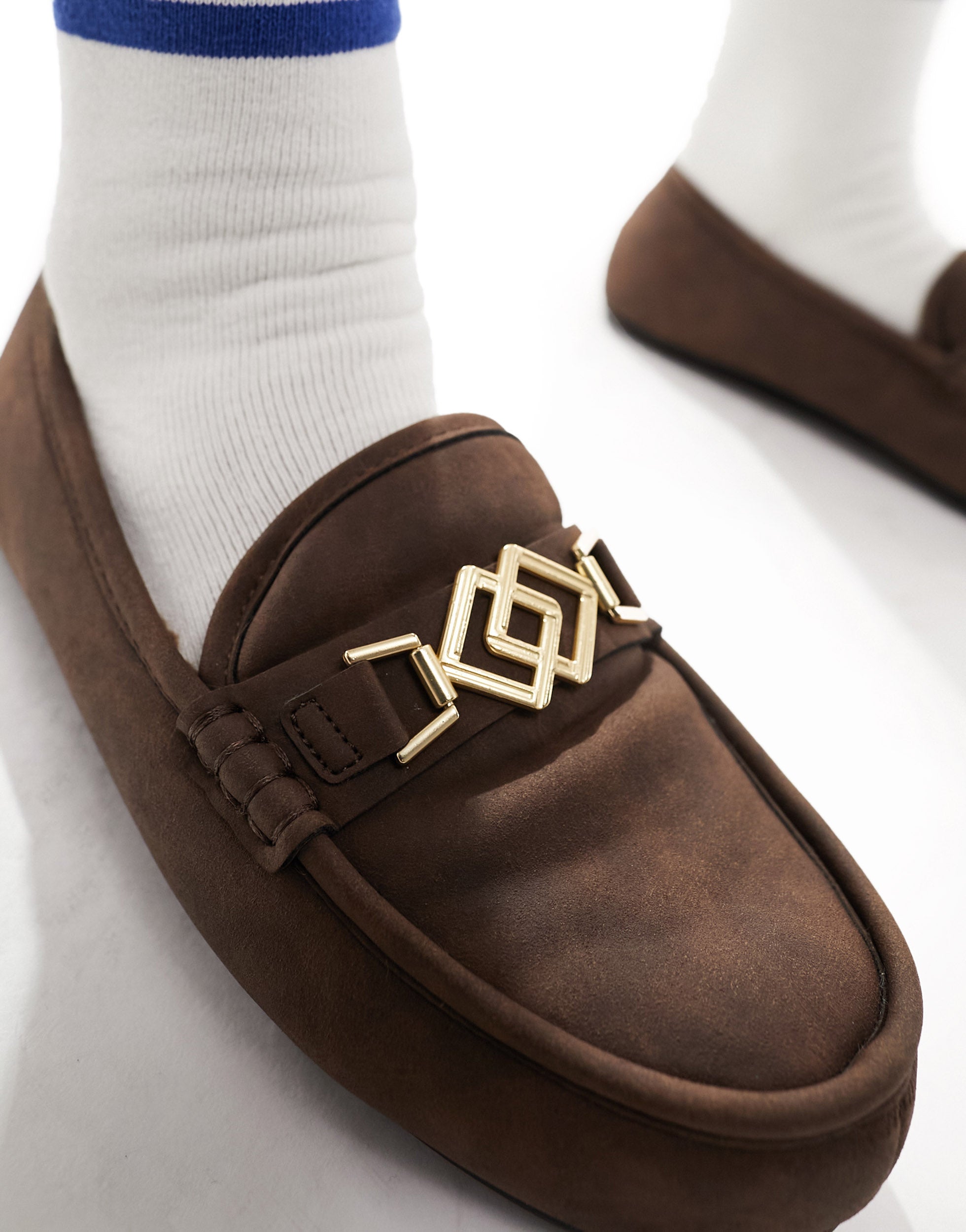 ASOS DESIGN moccasin slippers in brown with snaffle detail ASOS